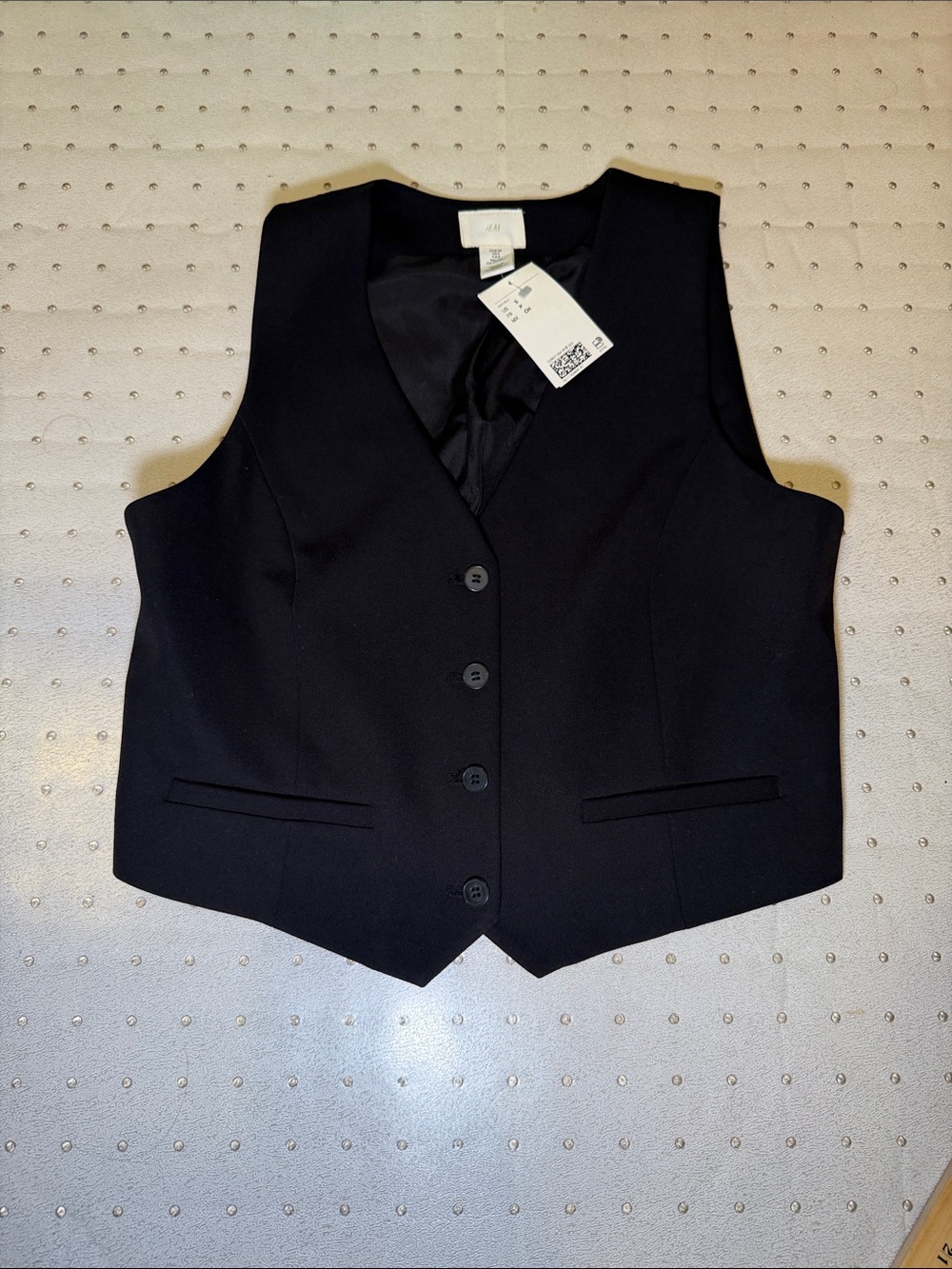 H&M Black Tailored Vest NWT Size S Sleeveless Button Front Waistcoat - Picture 7 of 7